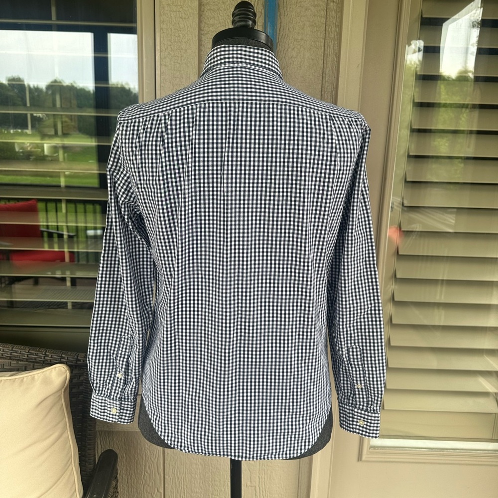 LACOSTE 🐊 Men’s Navy & White Gingham All Cotton Button Down Shirt - Size MED - Picture 11 of 15